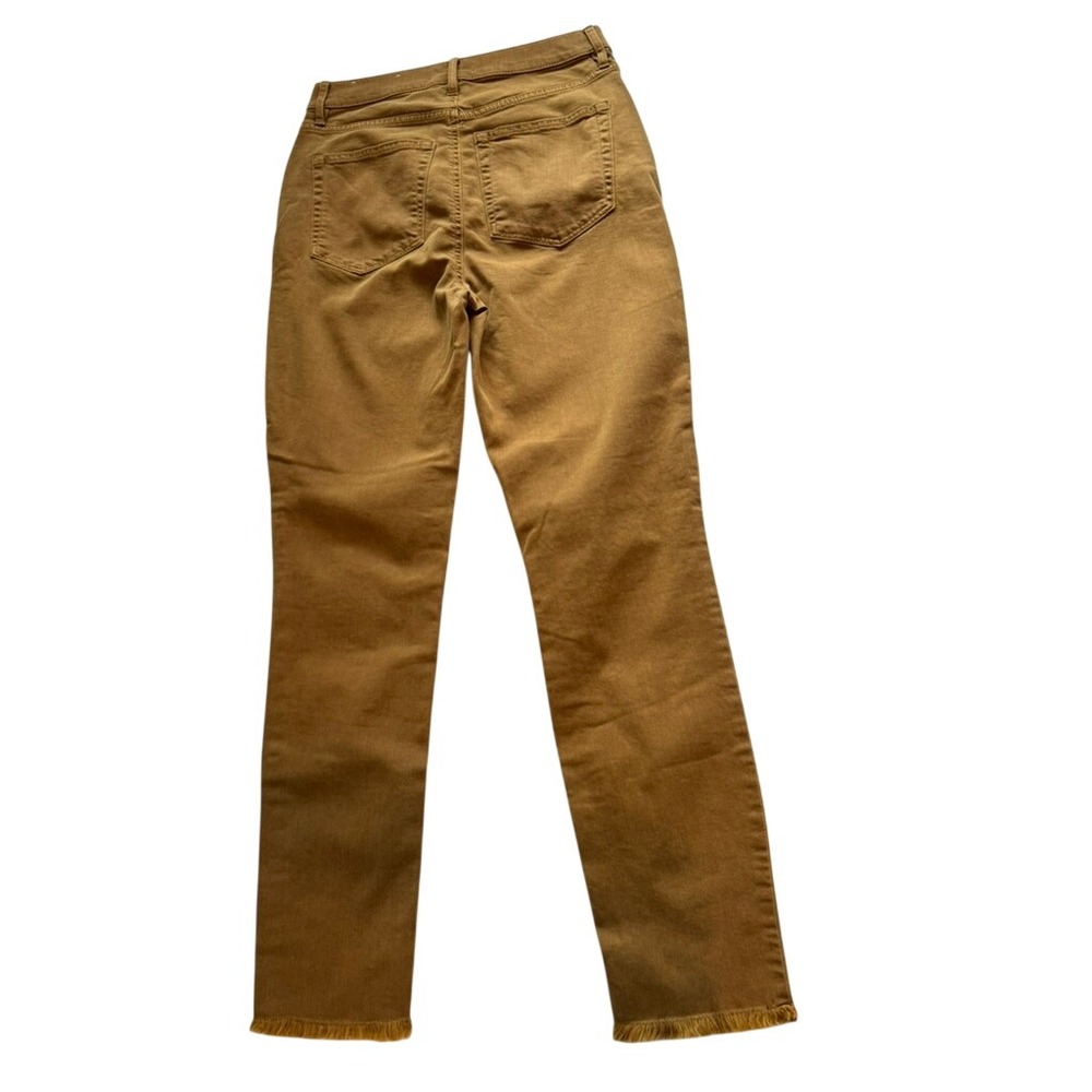 LOFT Mustard Yellow High Waist Skinny Crop Raw Hem Jeans 26 2 330NC1 - Picture 4 of 12
